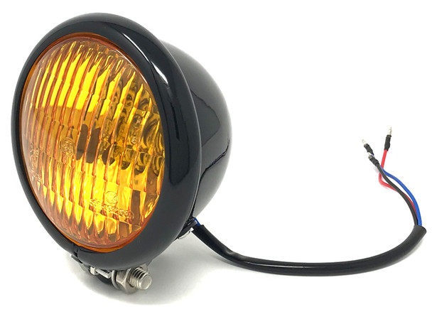 4.75" 120mm BLACK Bates Yellow Metal Motorcycle Motorbike Headlight