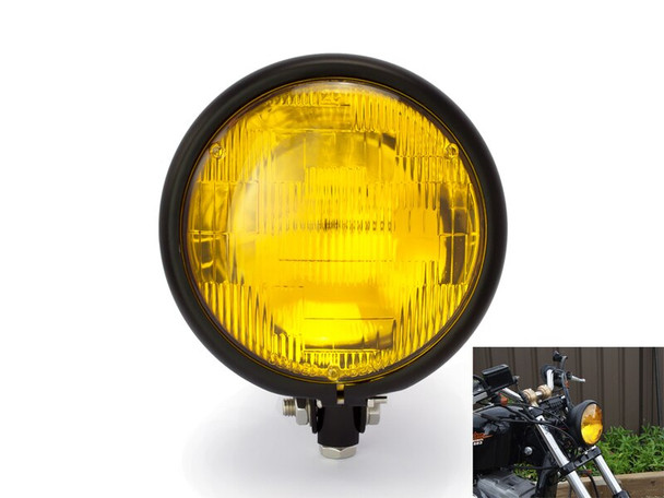 5.75" 12V 55W Bates Style Matt Black Custom Retro Cafe Racer Motorbike Headlight