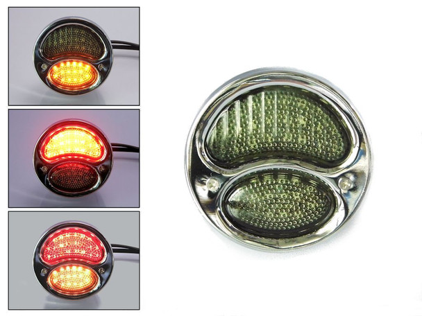 Pair of Chrome Vintage Style Car Integrated LED Stop Tail Lights with