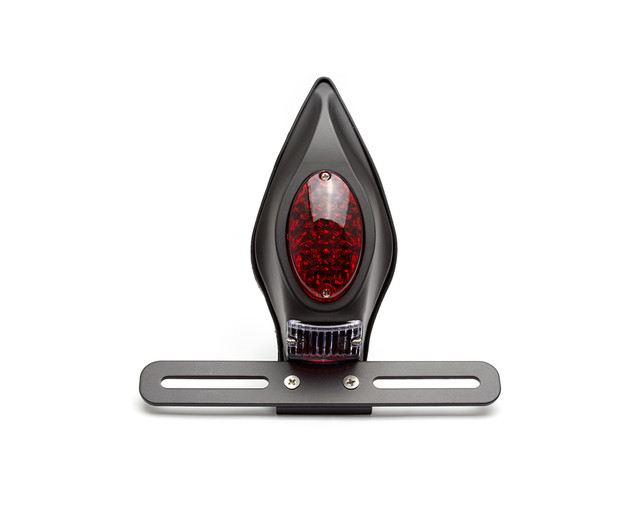 Faro Posteriore LED Tombstone Per Moto Custom - Nero Opaco, 12V, Lente Fumè, Per Progetti Retro