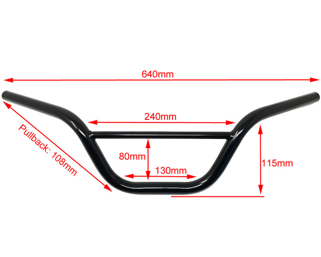 Black Handlebars for Monkey Bike Pit Bike 22mm 7/8" with 4.5" Rise