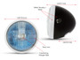 H4 Headlight 7.5" Gloss Black Metal with Chrome Bezel 12V 55W Retro Project Motorbike Motorcycle