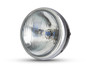 H4 Headlight 7.5" Gloss Black Metal with Chrome Bezel 12V 55W Retro Project Motorbike Motorcycle