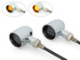 Chrome Mini LED Motorbike Indicators - CNC Aluminium with Black Bezel - PAIR