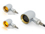 Chrome Mini LED Motorbike Indicators - CNC Aluminium with Brass Bezel - PAIR