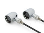Chrome Mini LED Motorbike Indicators - CNC Aluminium with Black Bezel featuring Polished Inserts - PAIR