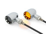 Chrome Mini LED Motorbike Indicators - CNC Aluminium with Black Bezel featuring Polished Inserts - PAIR