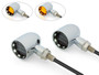 Chrome Mini LED Motorbike Indicators - CNC Aluminium with Black Bezel featuring Polished Inserts - PAIR