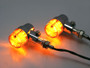 Pair of Chrome Alloy Retro LED Amber Lens Indicators for Motorbikes Motorcycles Trikes