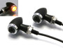 High Quality Matt Black & Chrome Mini LED Motorbike Custom Retro Indicators