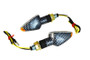 Universal Short Stem Carbon Fibre Look Tiny LED Orange Tip E-marked Indicators for Motorcycle Motorbike Trike Quad Scooter