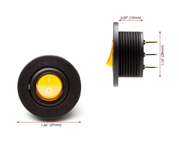 Car LED Dashboard Switch - Amber - 12V ON & OFF Button - Van Pick Up ...