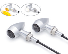 Motorcycle Polished Aluminium Front Indicators with Integrated Daytime Running Lights