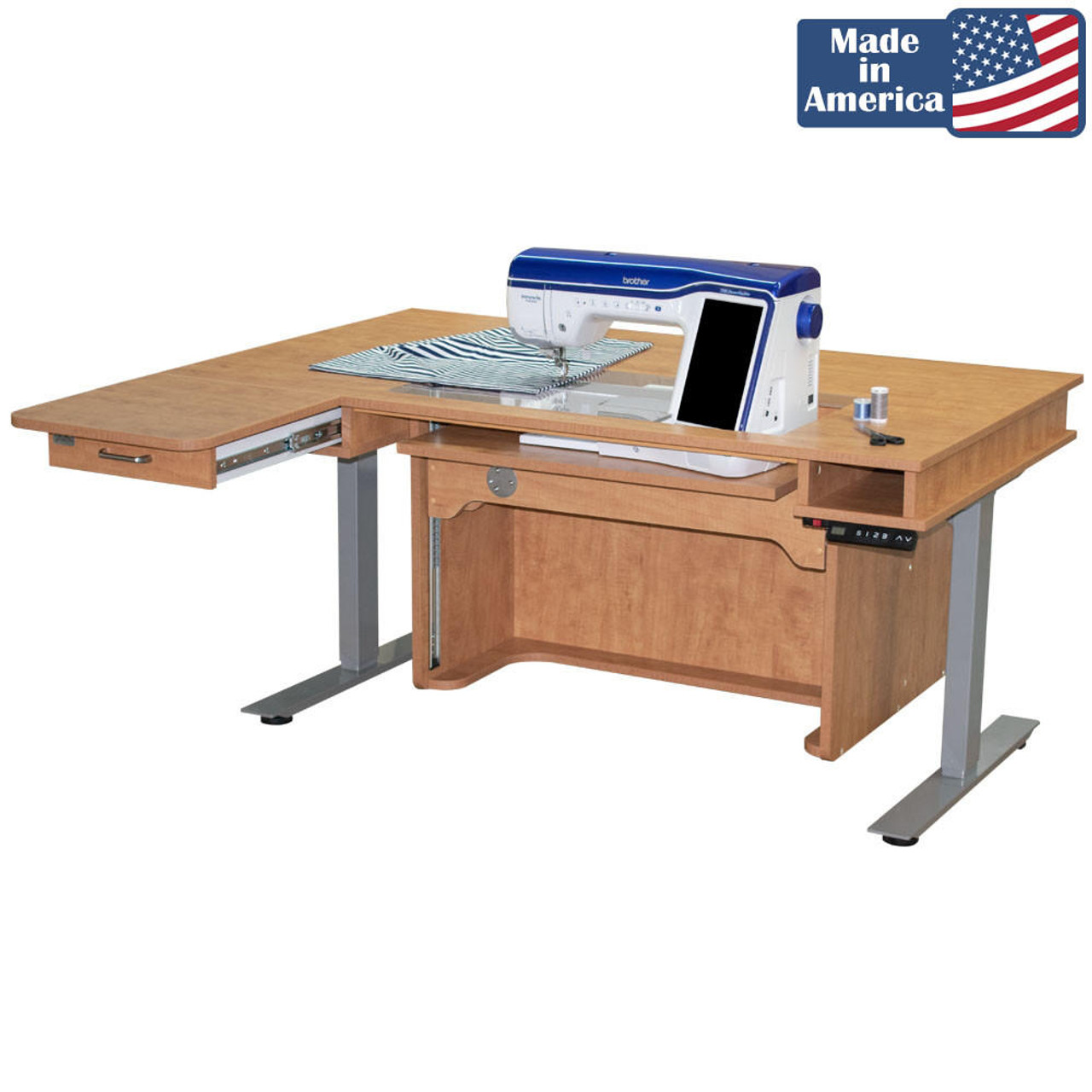 Horn New Heights Model 9000 Height Adjustable Sewing Table in Sunrise Maple