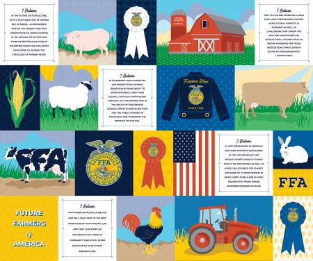 FFA Forever Blue 2 36in x 43in FFA Patchwork Panel - Riley Blake ...