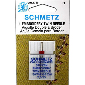 Schmetz Embroidery Twin Needle - Size 2.0/75
