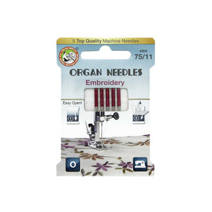 Organ ECO Needles Embroidery Size 75/11 - 5 Needles Per Pack