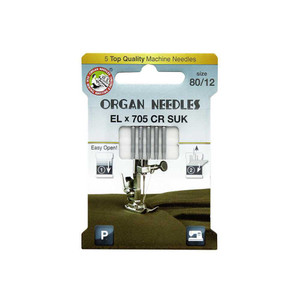 Organ ECO Needles EL x 705 Chromium SUK Size 80/12 - 5 Needles Per Pack