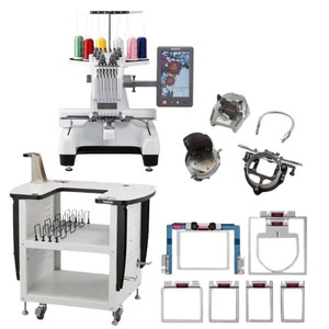 Brother PR680W 6 Needle Embroidery Machine With Cap Frame and Stand Bundle