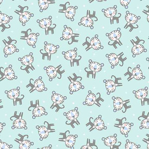 Benartex Fabric - Baby Tiger Flannel Turquoise