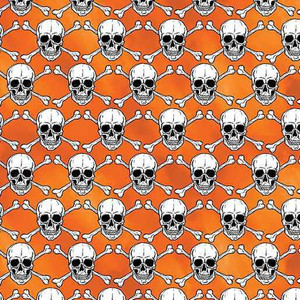 Benartex Fabric - Glowing Skulls Orange