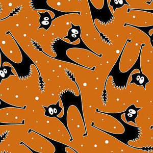 Benartex Fabric - Scaredy Cat Orange
