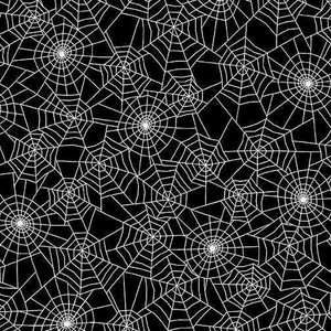 Benartex Fabric - Spider Web Party Black/White
