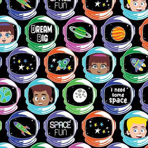 Benartex Fabric - I'm An Astronaut Black