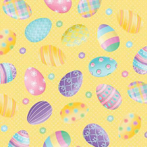 Benartex Fabric - Spring Easter Eggs Yellow