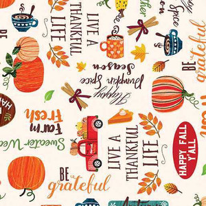 Benartex Fabric - Autumn Words Cream