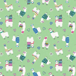 Benartex Fabric - Mini Llamas Green
