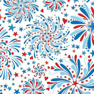 Benartex Fabric - Fireworks Celebration White
