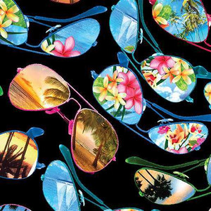 Benartex Fabric - Tropical Sunglasses Black