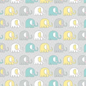 Benartex Fabric - Adorable Elephant Teal/Grey