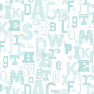 Benartex Fabric - Tonal Alphabet Light Teal
