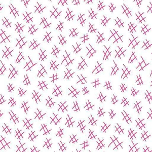 Benartex Fabric - Hashtags Fuchsia/White