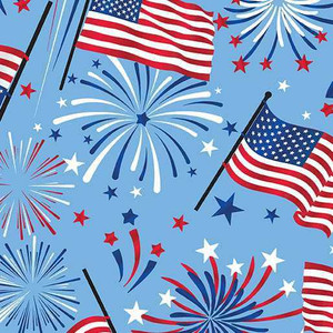 Benartex Fabric - Flag Celebration Medium Blue