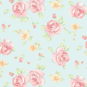 Benartex Fabric - Rosa Posa Light Blue