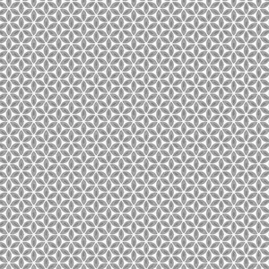 Benartex Fabric - Geo Flower Grey/White