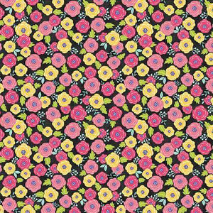 Benartex Fabric - Rosey Posey Slate/Multi