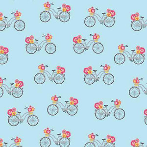 Benartex Fabric - Bicycle Time Turquoise/Multi