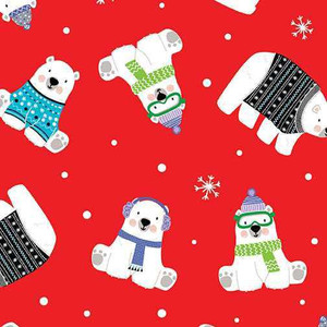 Benartex Fabric - Polar Bear Express Red