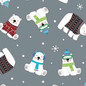 Benartex Fabric - Polar Bear Express Gray