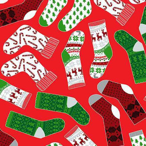 Benartex Fabric - Cozy Socks Red