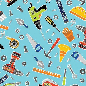 Benartex Fabric - Grab Your Tools Light Blue
