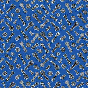 Benartex Fabric - Tools & Hardware Blue