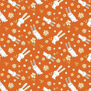 Benartex Fabric - Into the Woods - Bunny Orange