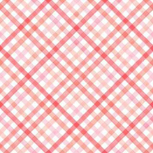 Clothworks Fabric - XOXO - Diagonal Plaid Red/Pink