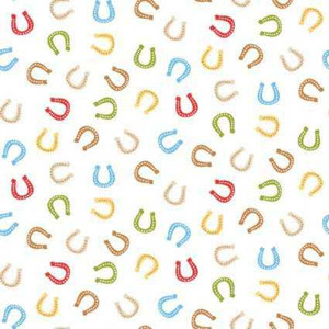 Freckle + Lollie Fabric - Howdy Pard'Ner - Horseshoes Multi