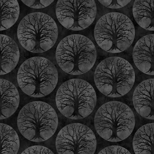 Maywood Studio Fabric - Spooky Hallow - Crooked Trees Black